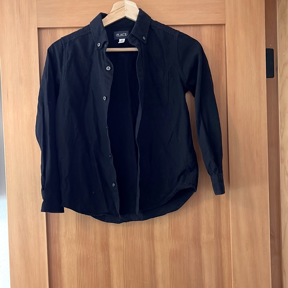 Long sleeve black button up boys shirt